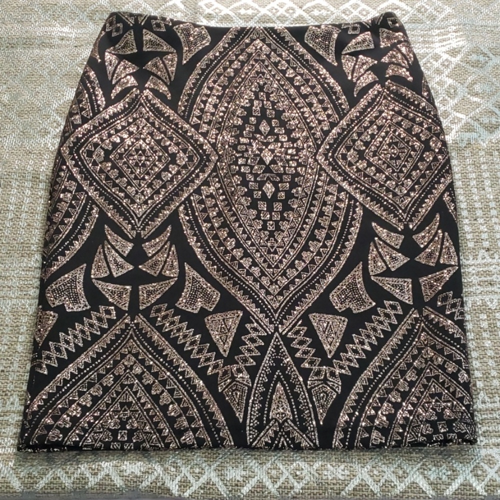 Le Chateau Sparkle Scuba Knit Bodycon Pencil Skirt